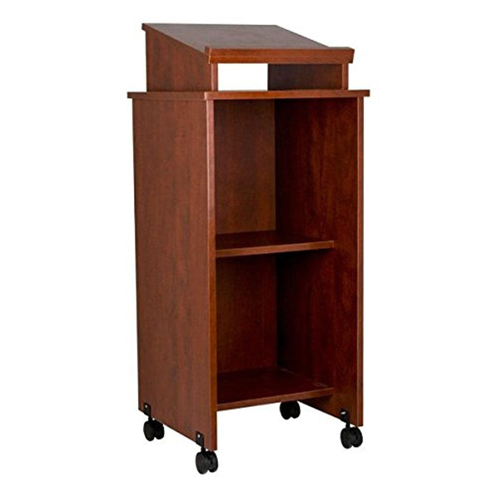 Mobile Stand-Up Cherry Lectern Podium with Casters, 2-Pack V359361