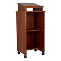 Mobile Stand-Up Cherry Lectern Podium with Casters, 2-Pack V359361
