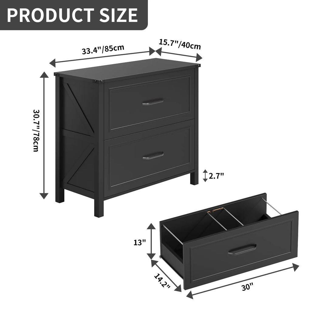 Black 2-Drawer Lateral File Cabinet I368