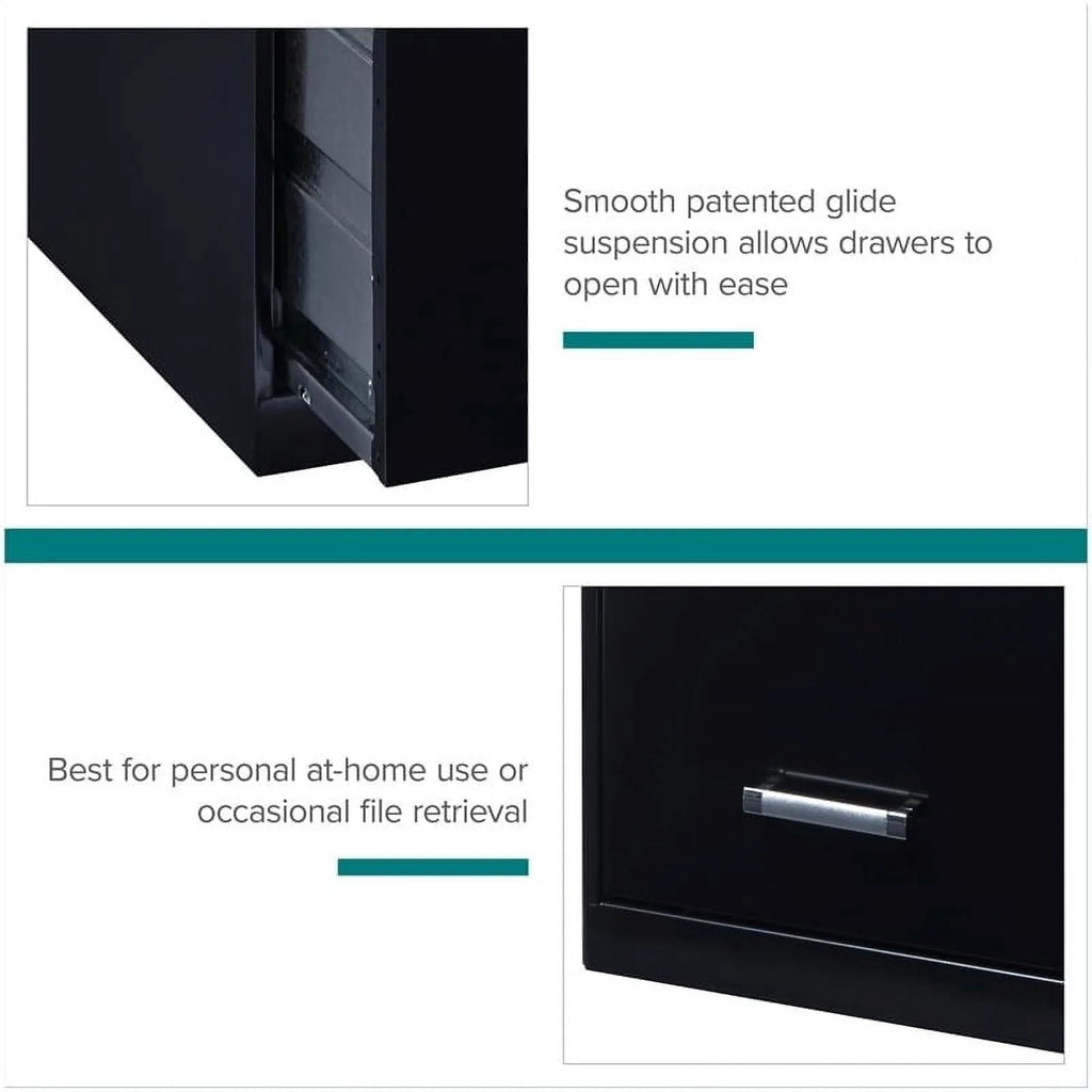 18" 4 Drawer Metal Letter File Cabinet in Black X1543