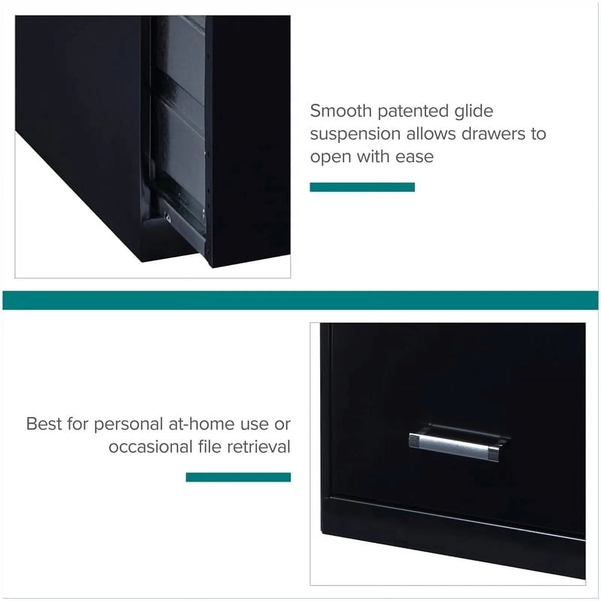 18" 4 Drawer Metal Letter File Cabinet in Black X1543