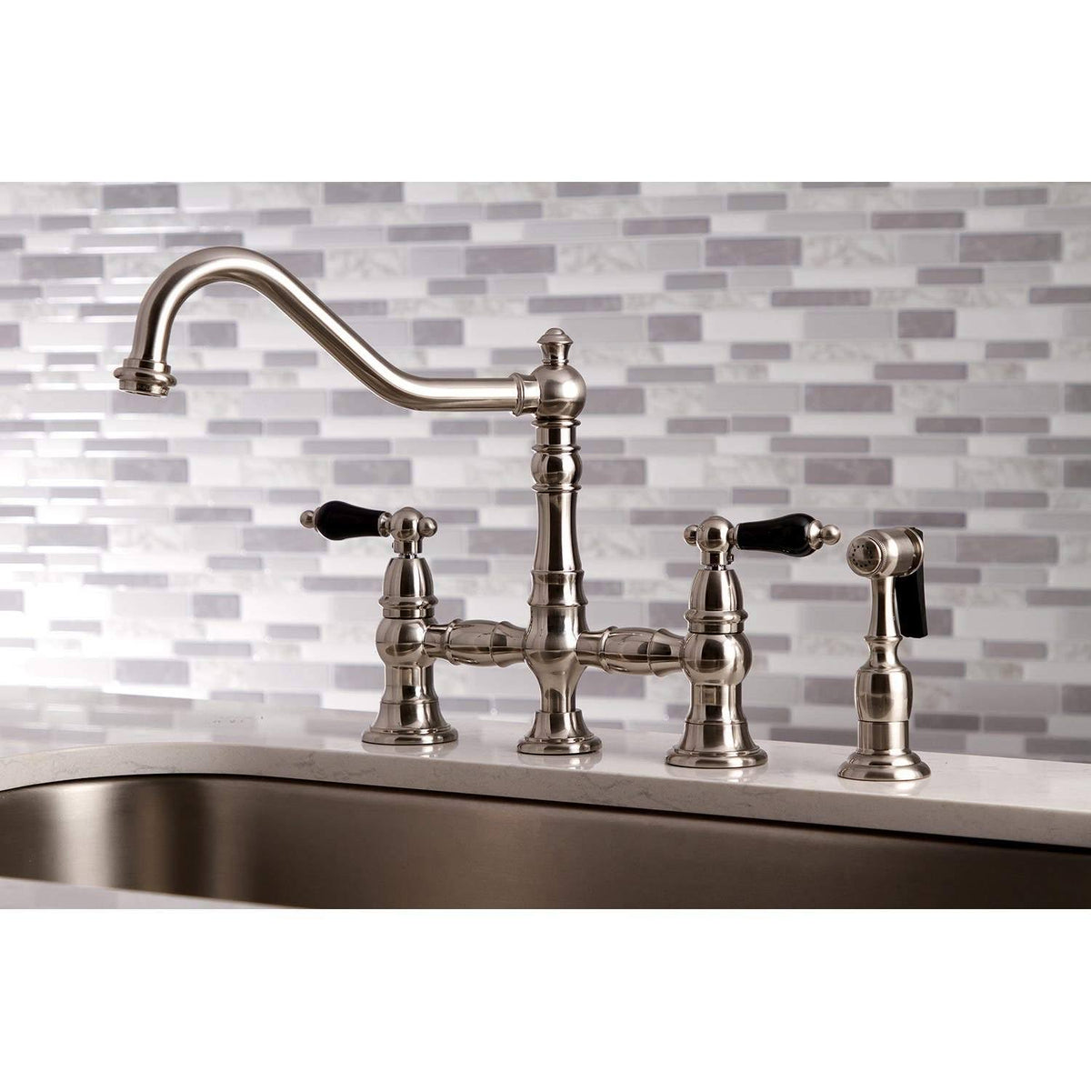 Polished Chrome Kitchen Faucet with Brass Sprayer F457761