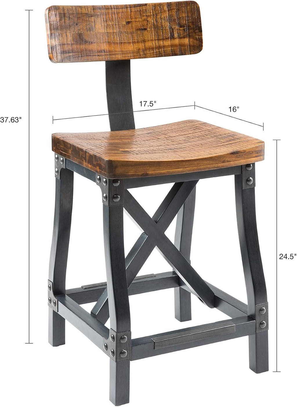 Amber Solid Wood Counter Stool with Removable Backrest G413