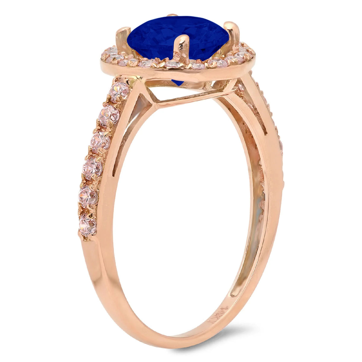18k Rose Gold Halo Ring with Blue Sapphire P132