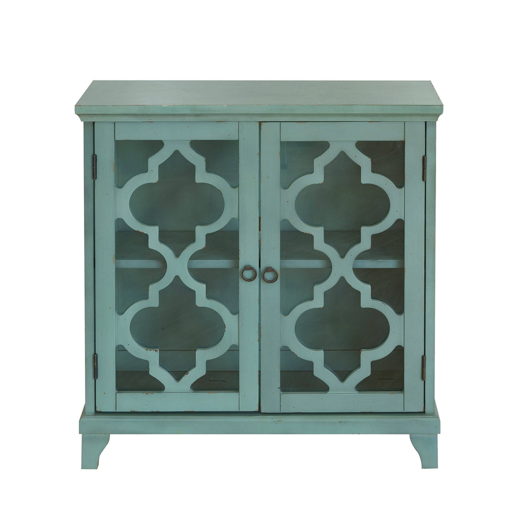 Blue Two Door Wood Chest O985