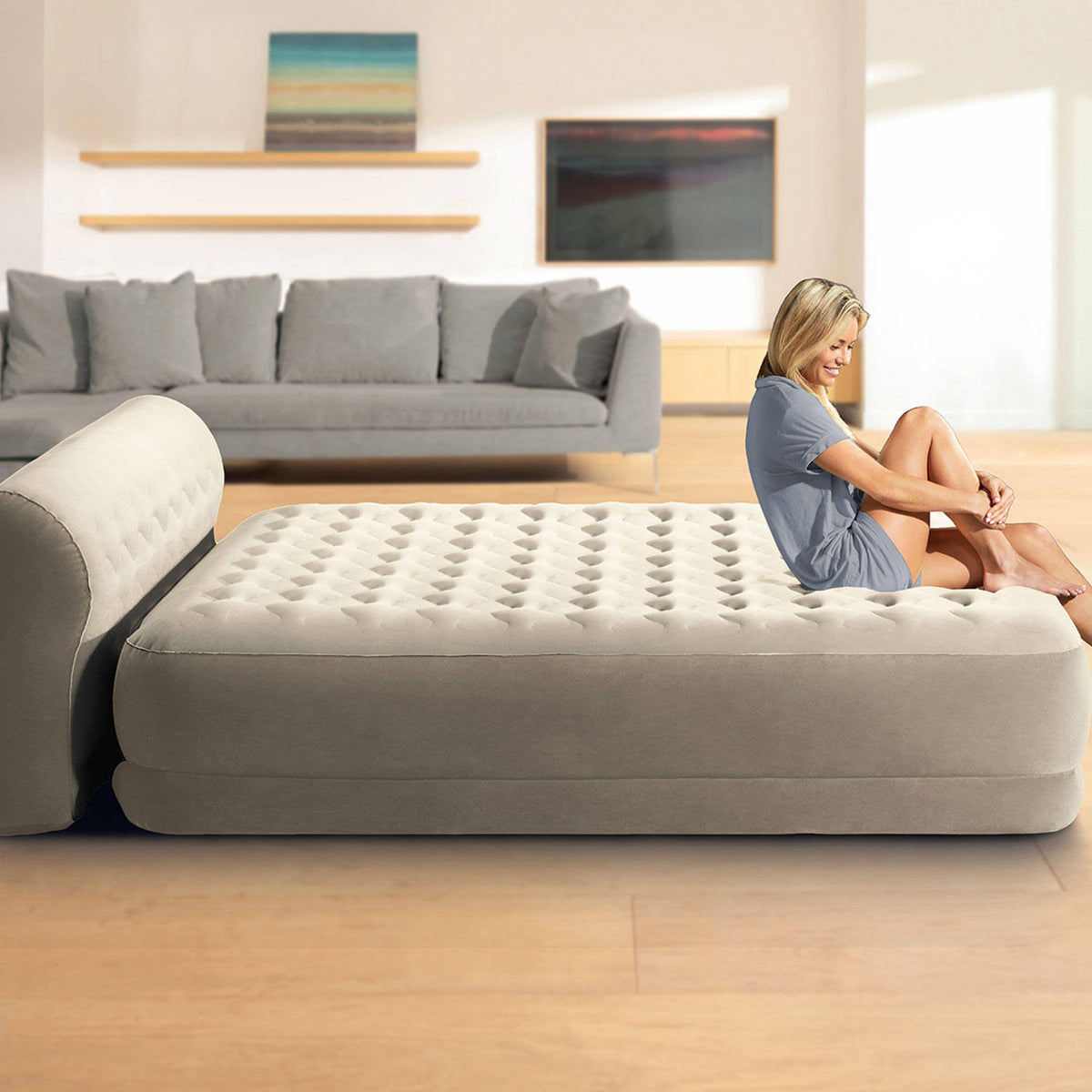 Queen Dura-Beam Airbed with Headboard - Black O17306