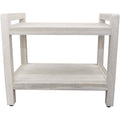 White Finish Teak Shower Bench with Shelf and Handles X226699