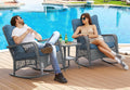 3 Piece Rattan Outdoor Rocking Bistro Set with Cushions S23685