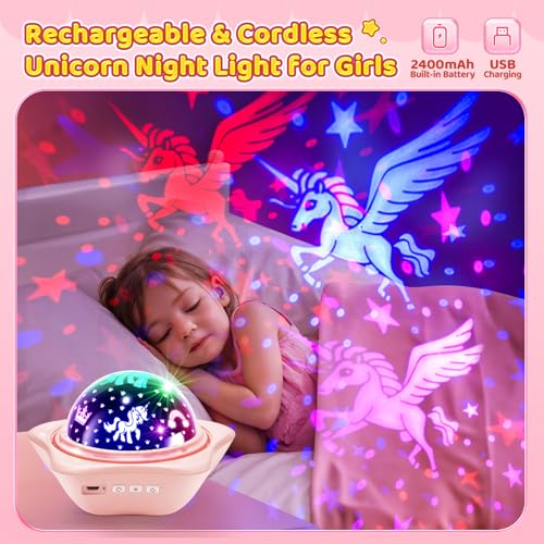 96 Lighting Modes Star Projector 360° Rotating Rechargeable Night Light S793345