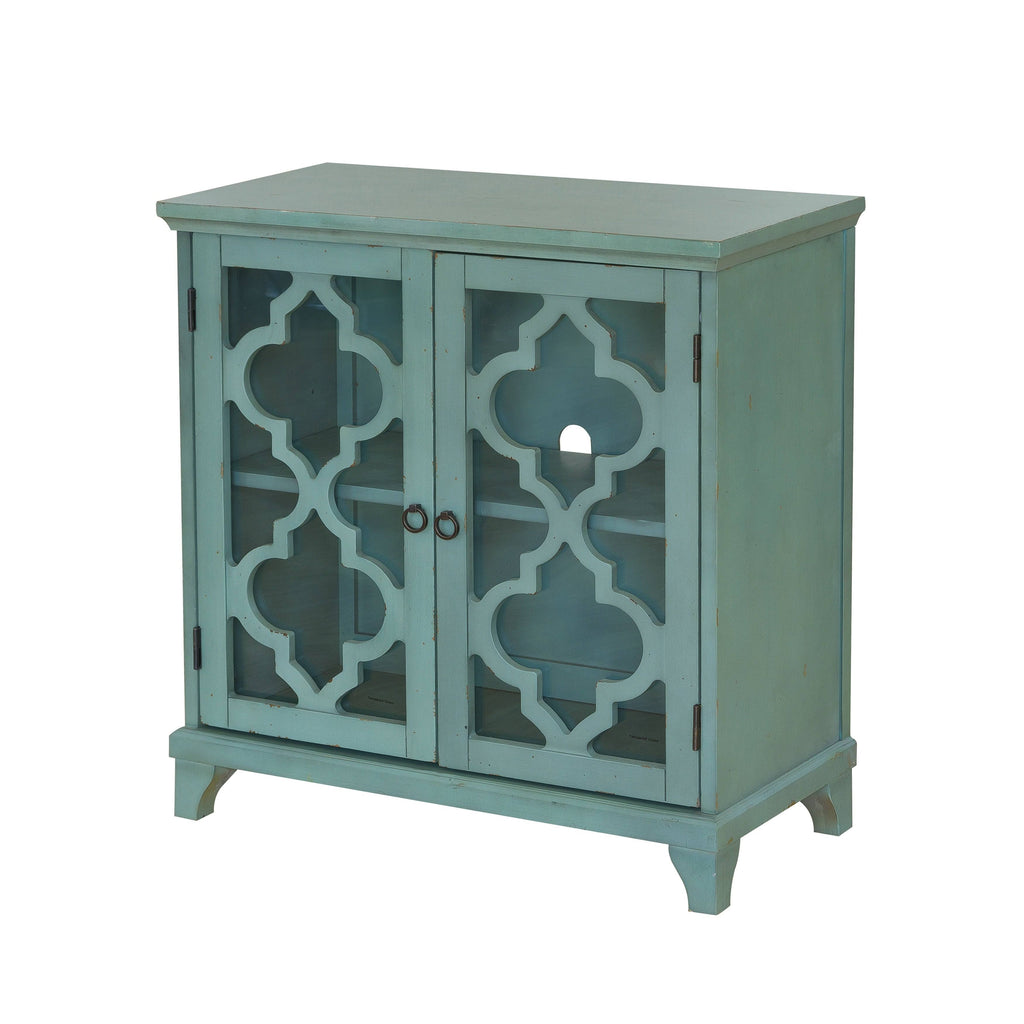 Blue Two Door Wood Chest O985