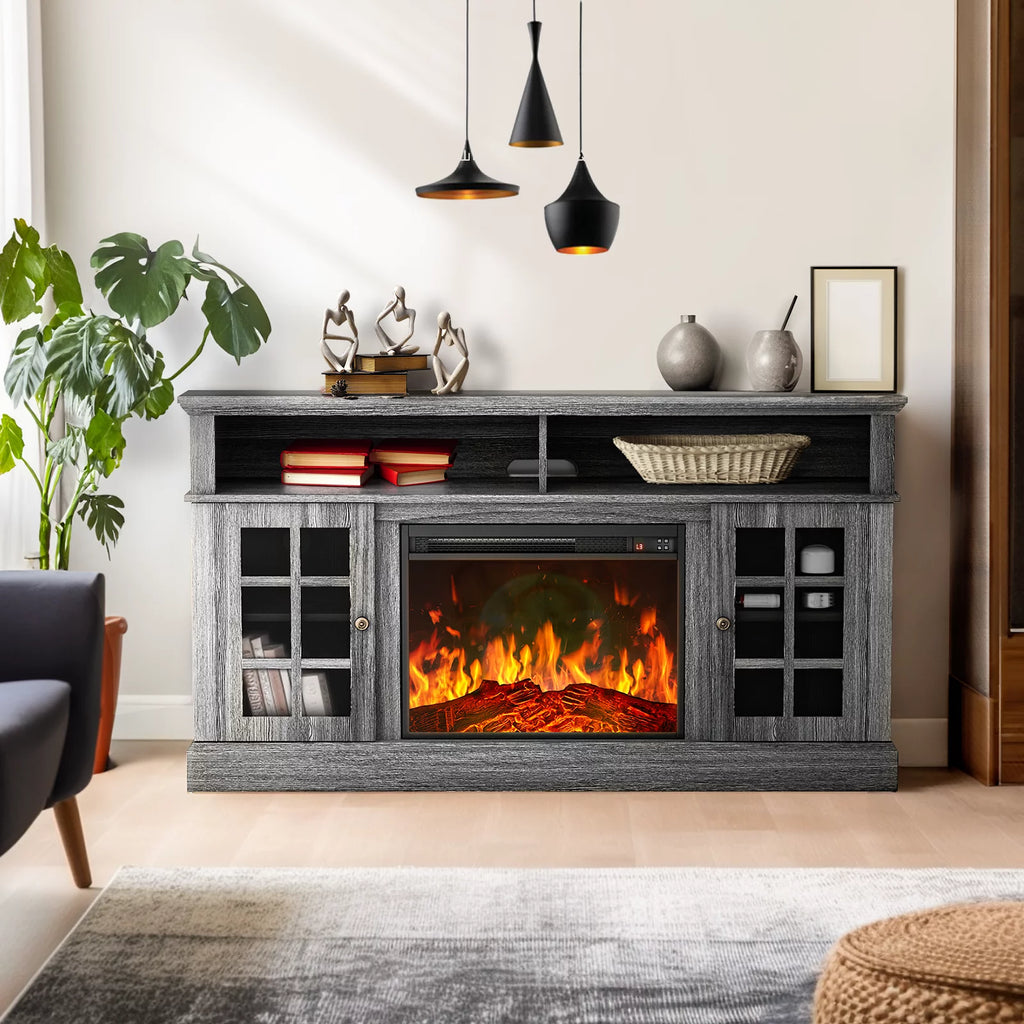 Electric Fireplace TV Stand with Adjustable Shelves Y540