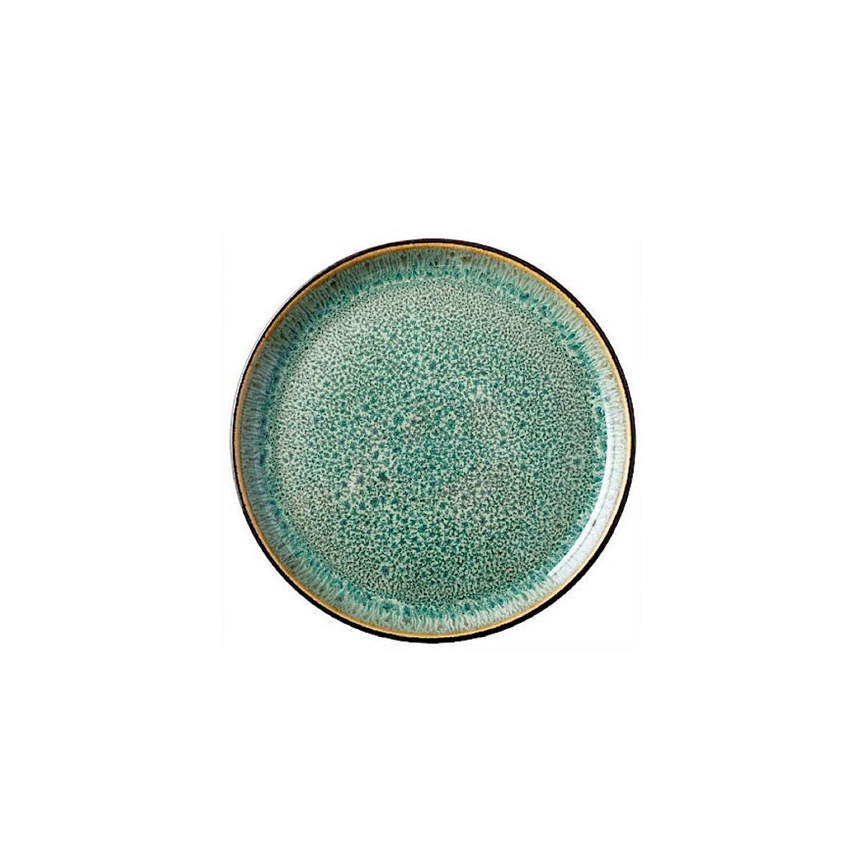 Black Green Stoneware Plate V14210