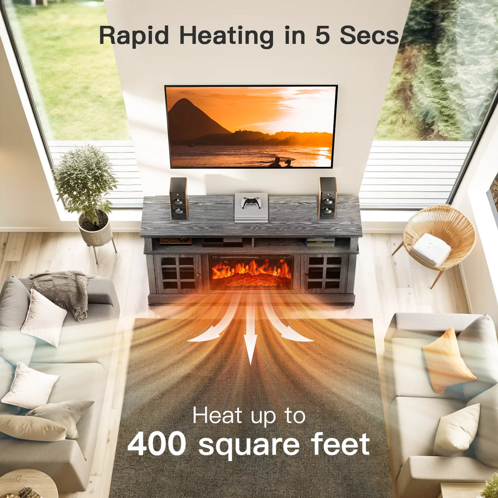 Electric Fireplace TV Stand with Adjustable Shelves Y540