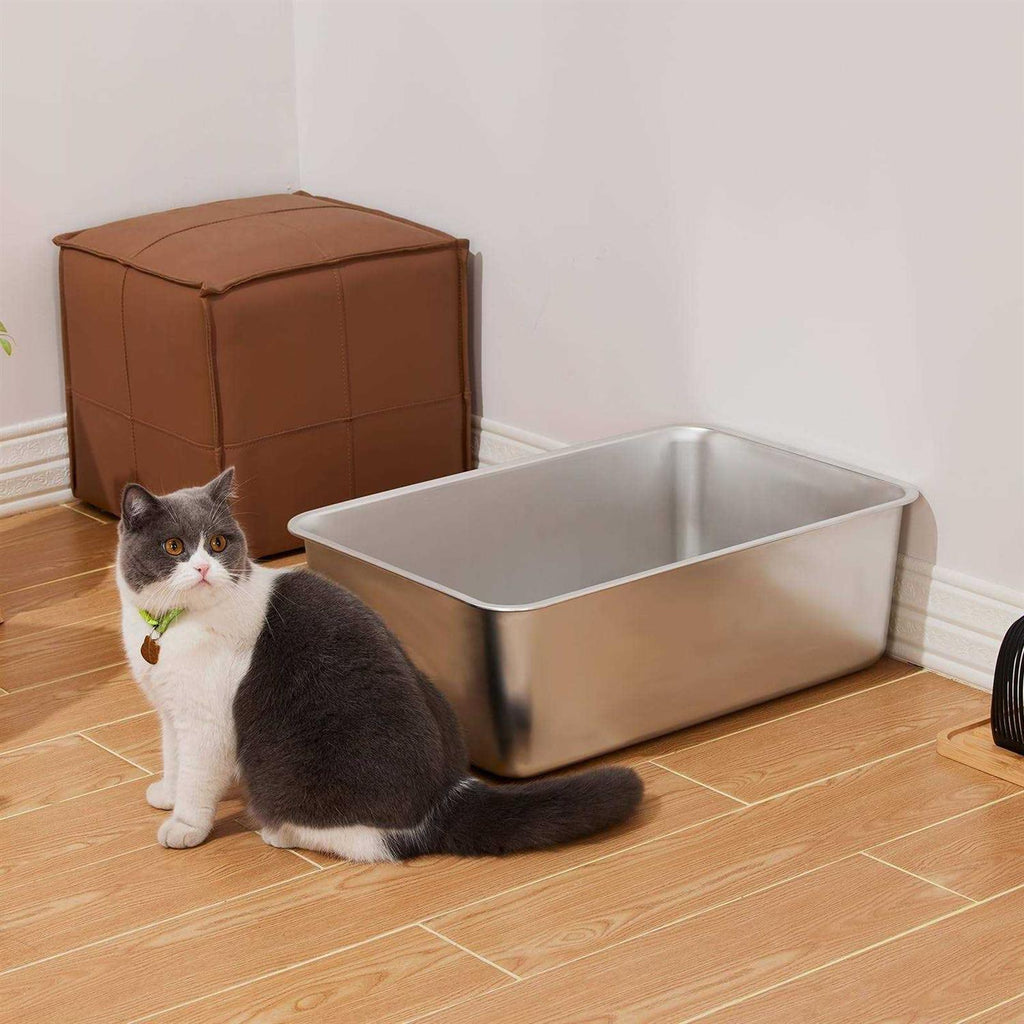 Stainless Steel Litter Box with 8in High Sides Y310