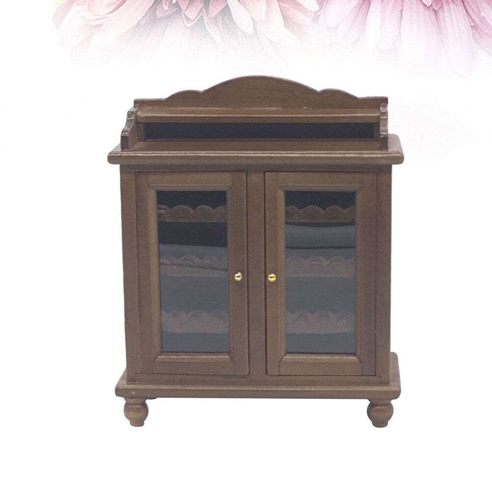 Mini Wooden Wine Cabinet Model (Walnut Color) S4252