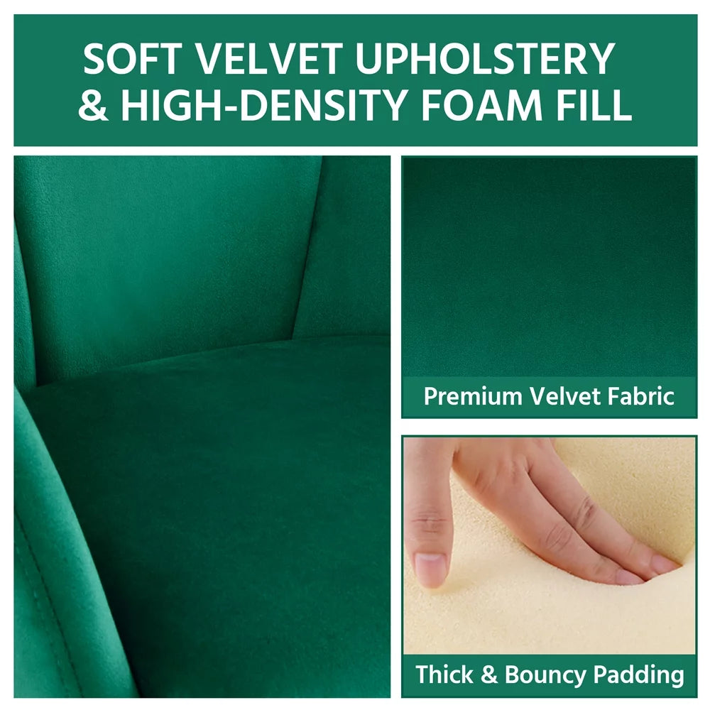 Green Velvet Armchair with Golden Metal Legs W533