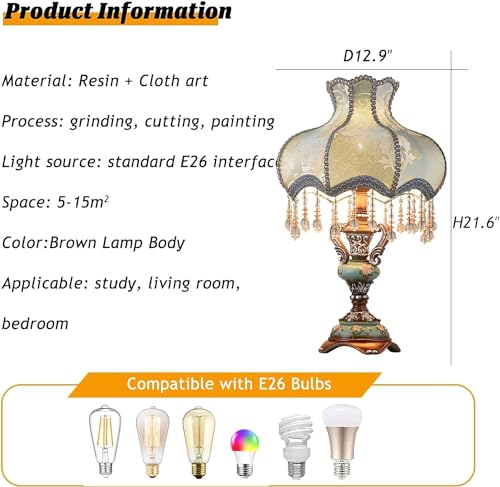 European Style Handmade Fabric Lampshade Table Lamp E66758