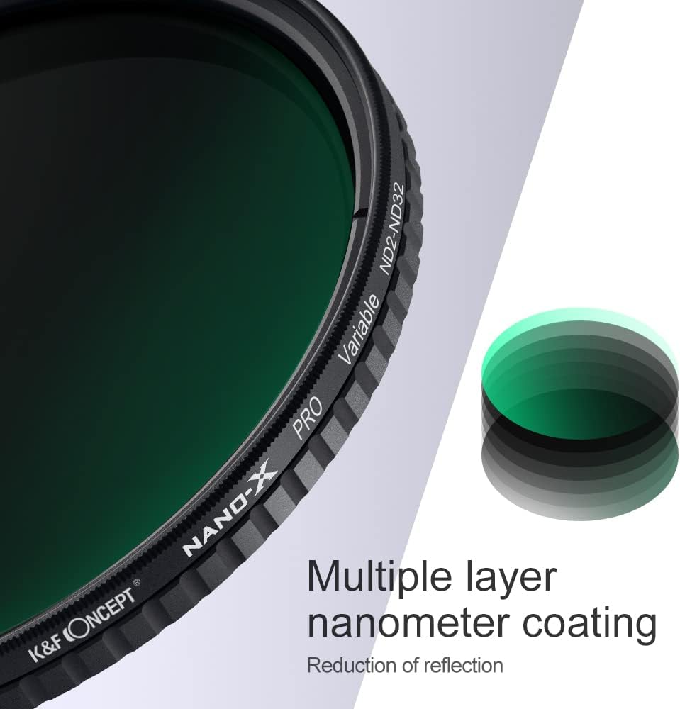 55mm Variable ND Filter ND2-ND32 Optical Glass with Microfiber Cleaning Cloth X496262