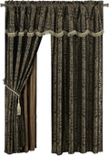 Black Gold Floral Jacquard 4-Piece Curtain Set S87141