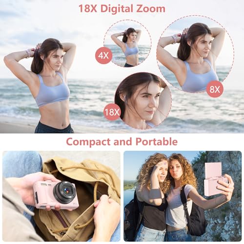 Black 4K Compact Digital Camera with 32GB TF Card B5192