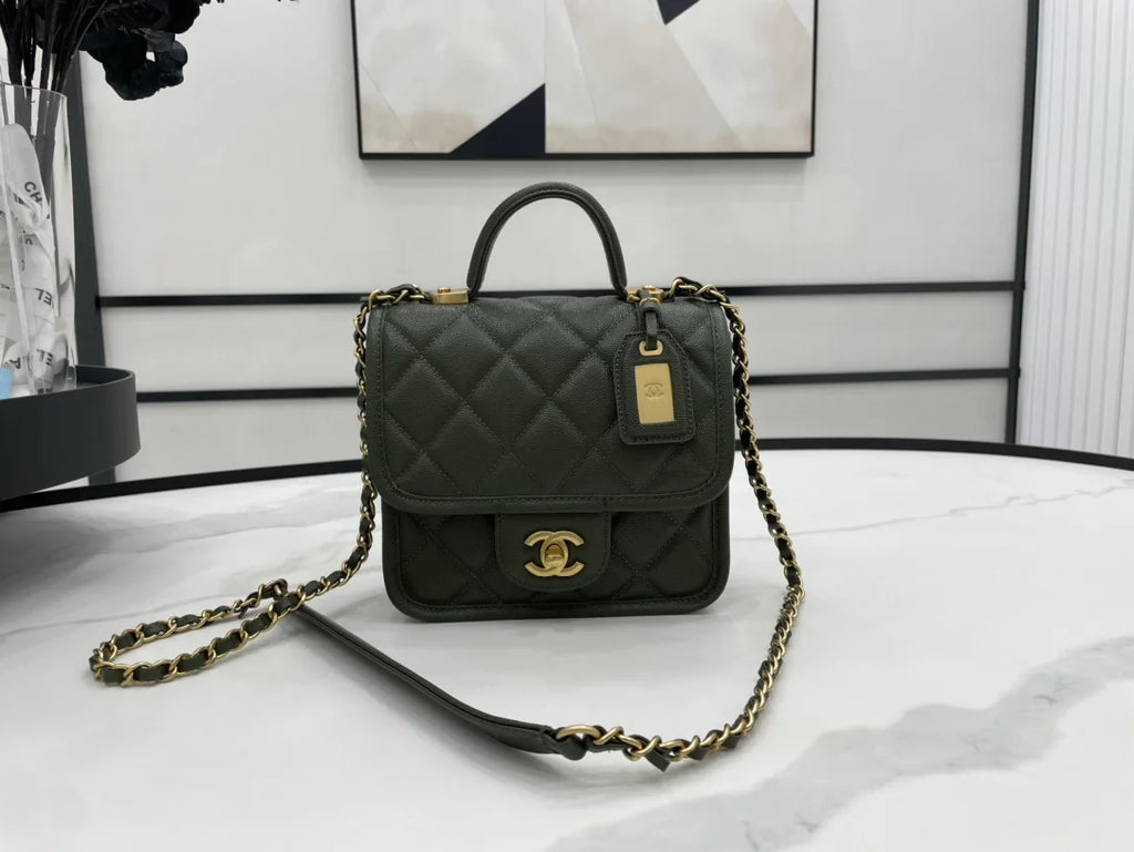 Dark Green Flap Bag Q903