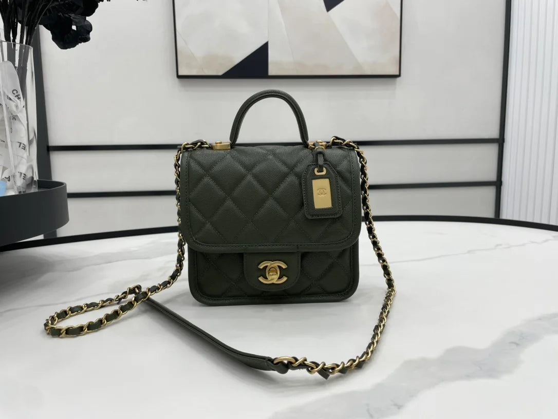 Dark Green Flap Bag Q903