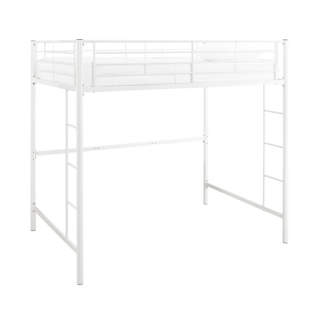 White Metal Loft Bed S59153