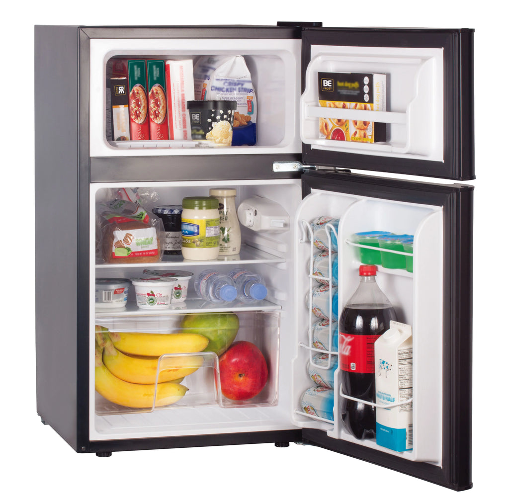 3.2 Cu Ft Two Door Mini Fridge with Freezer, Black G225471