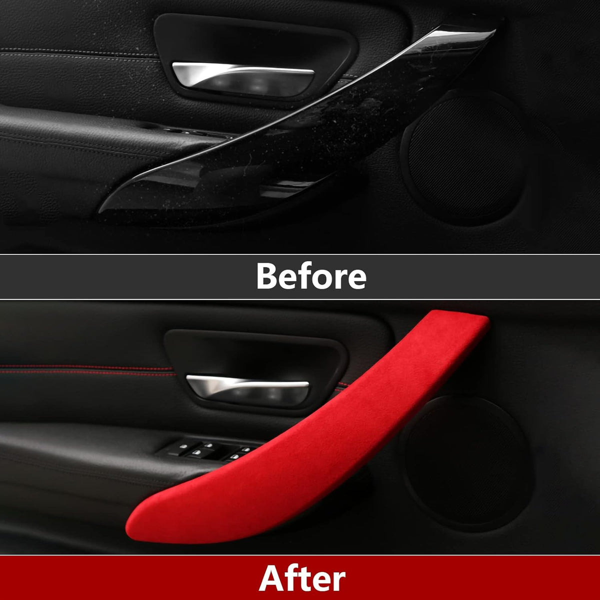 Car Door Handle Panel Cover Trim Sticker Inner Pull Door Handle Decals Red Pack of 2 Y7736