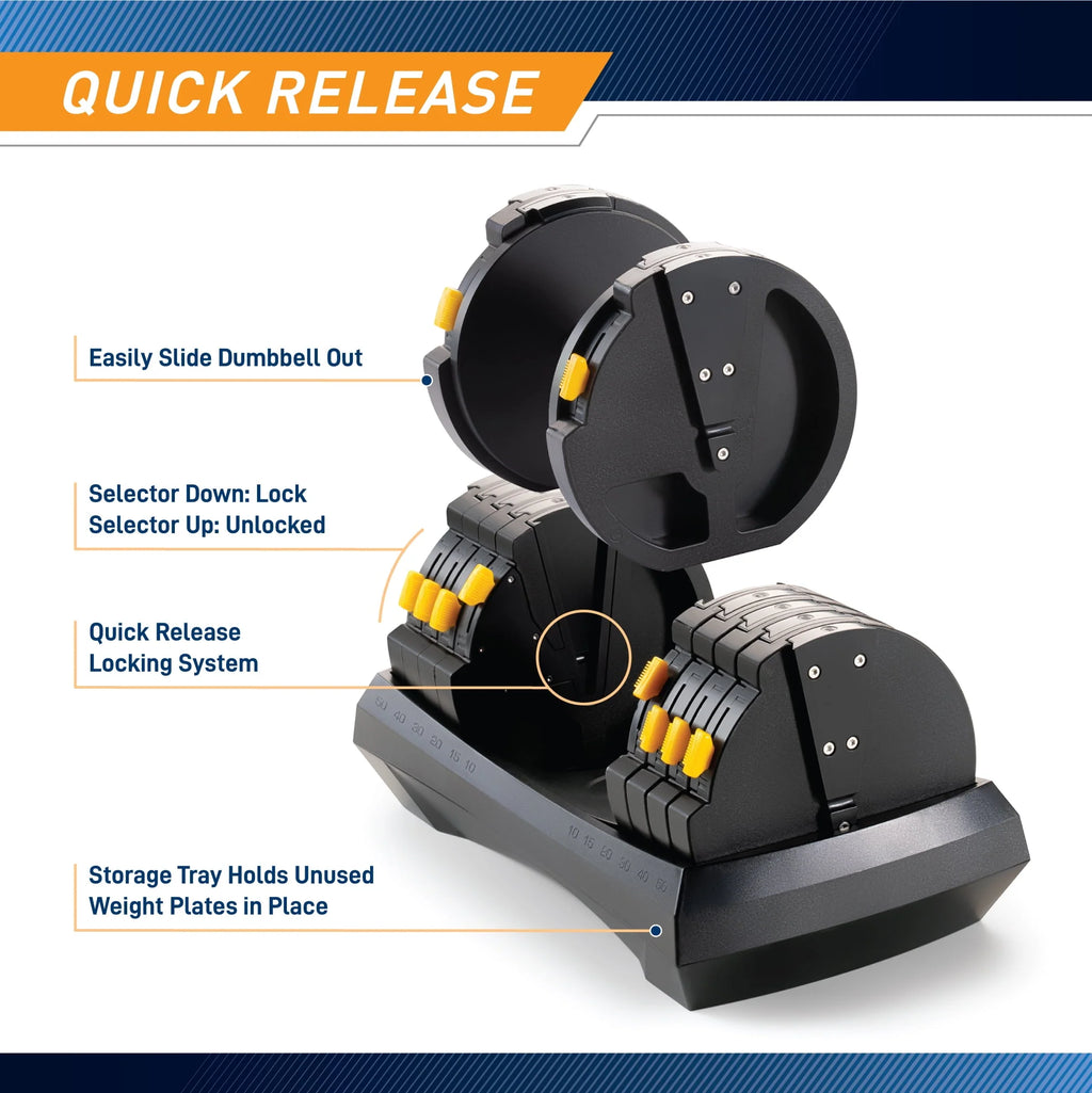 Adjustable Dumbbell System, 6 Dumbbells-in-1 up to 50lbs Y9511