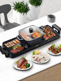 2in1 Electric BBQ Grill Hot Pot 2400W Nonstick Detachable L2944