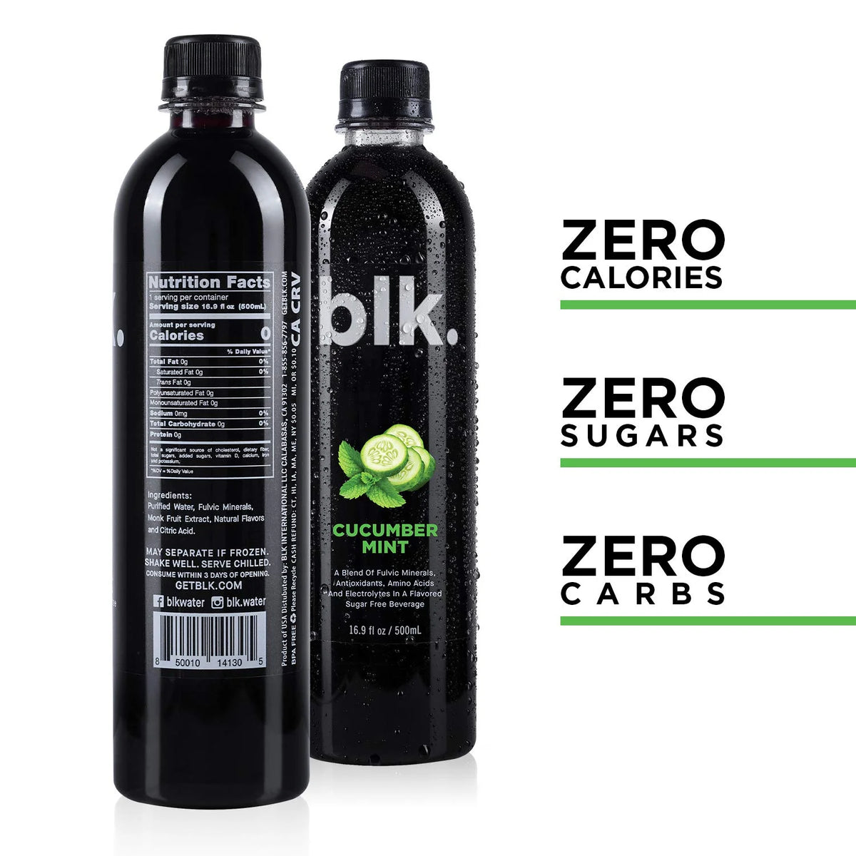 Cucumber Mint Fulvic Enriched Water 16.9oz / 500ml (12 Pack) R193