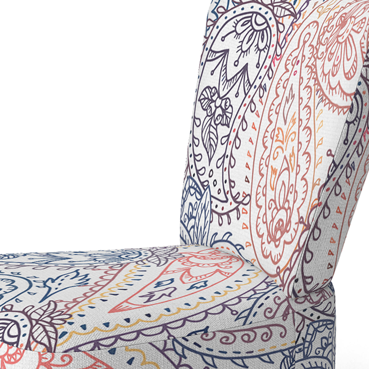 Pink and Blue Floral Paisley Upholstered Accent Chair and Arm Chair P496411