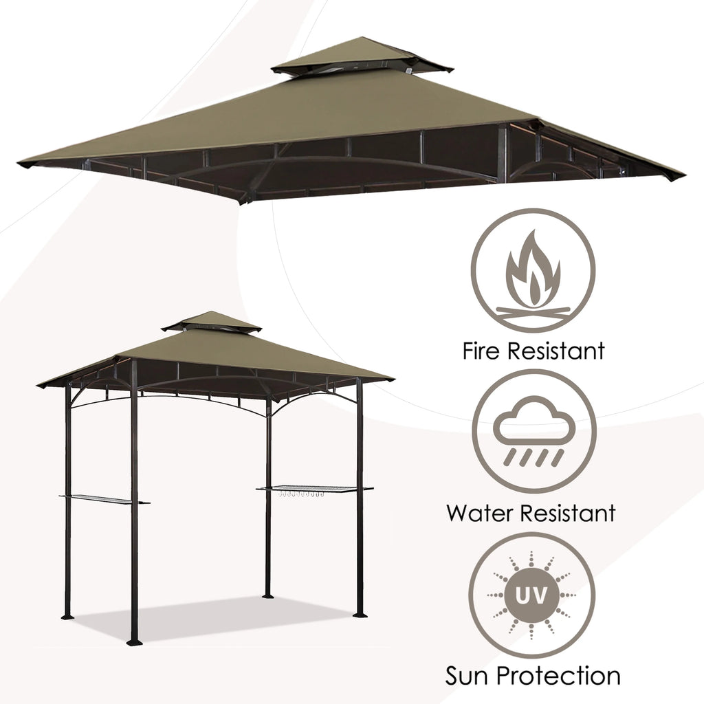 5x8 Double Tiered Grill Gazebo Replacement Canopy Z567