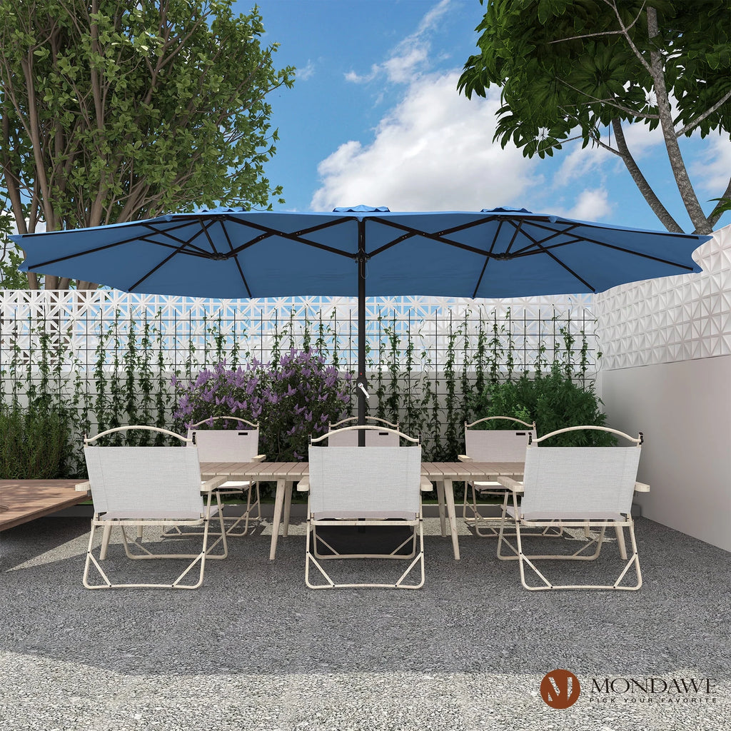 15ft Double-Sided Rectangle Patio Umbrella with Base F683