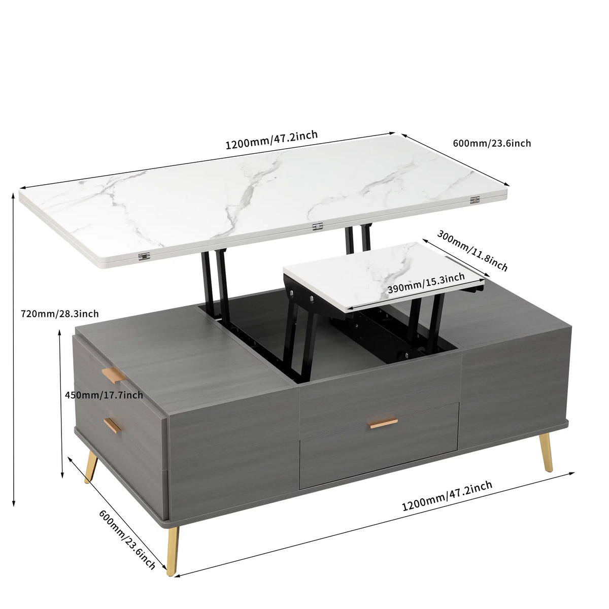 Double Lift Top Coffee Table with 4 Drawers G90996