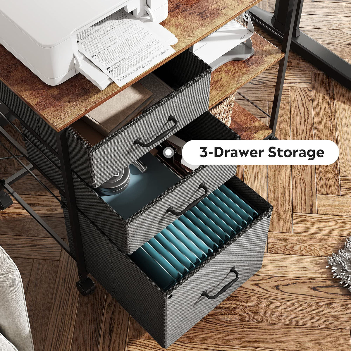 3 Drawer Mobile File Cabinet with Storage Shelf X925