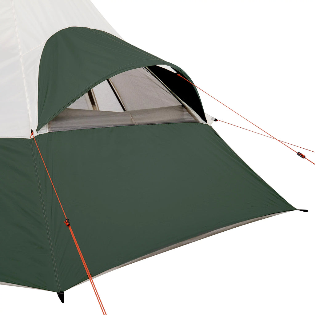 7-Person 1-Room Teepee Tent with Vented Rear Window, Green E7979