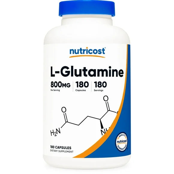 L-Glutamine 800mg 180 Capsules Gluten Free Non-GMO Supplement Z60537
