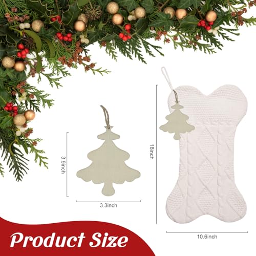 Knitted Dog Christmas Stocking with Name Tag, Large 18 inch Dog Bone Shape Stocking, Dual-Layer Lining, Red Bone W711828