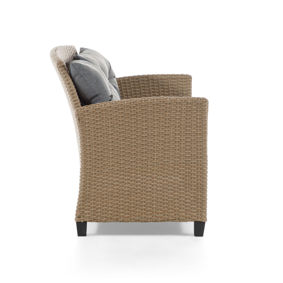 Compact Wicker Pillow Back Outdoor Loveseat C73128