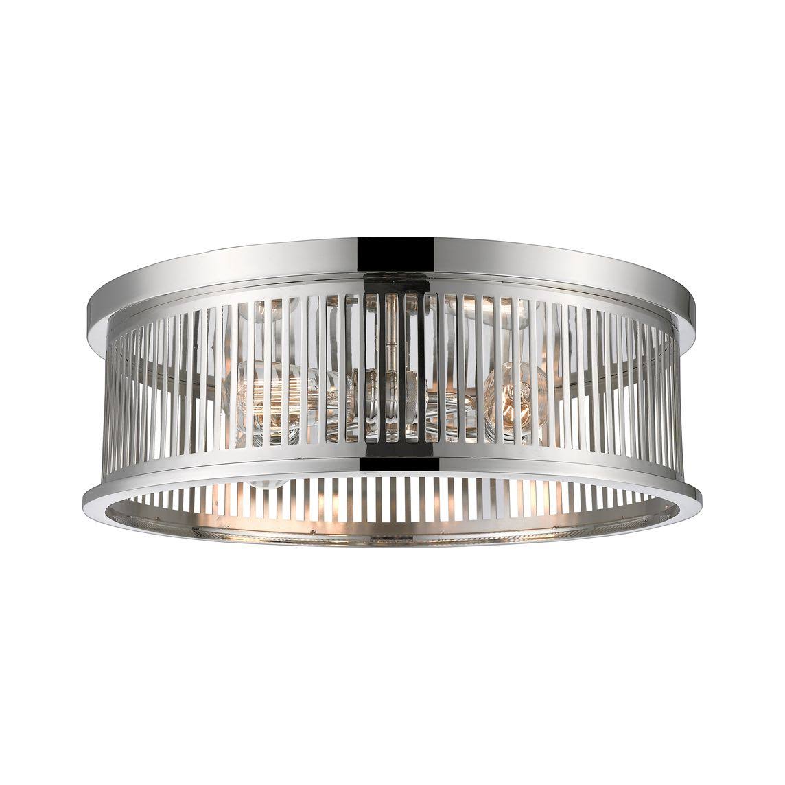 4 Light Flush Mount, Polished Nickel X3577