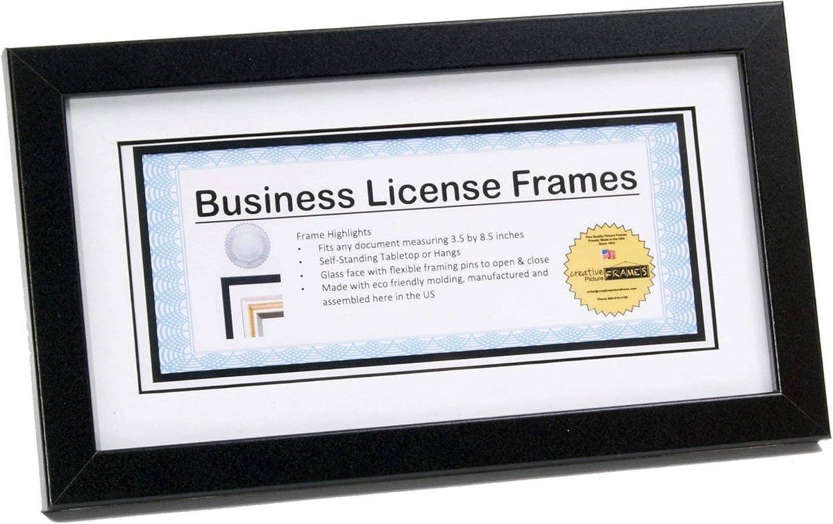 Black Business License Certificate Frames M8368