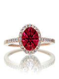 1.5 Carat Round Ruby and Diamond Vintage Engagement Ring on 10k Rose Gold D36153