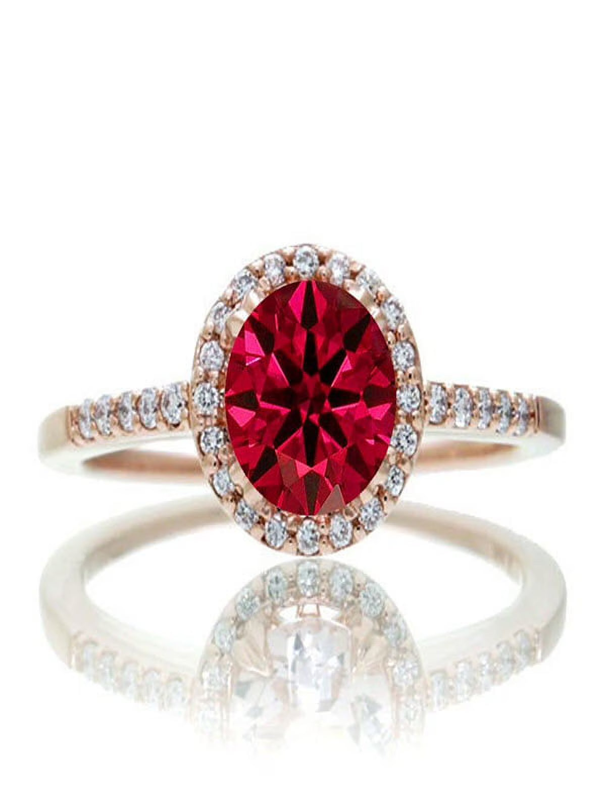 1.5 Carat Round Ruby and Diamond Vintage Engagement Ring on 10k Rose Gold D36153