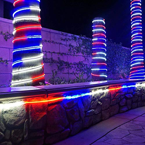 30ft Red White Blue Waterproof LED Rope Lights W355
