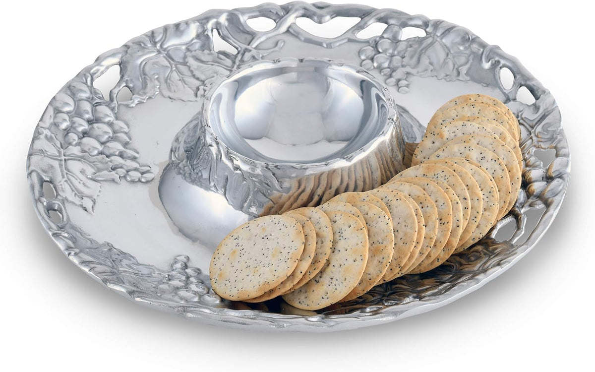 Metal Grape Chip and Dip Platter, 14 inch Diameter O16099