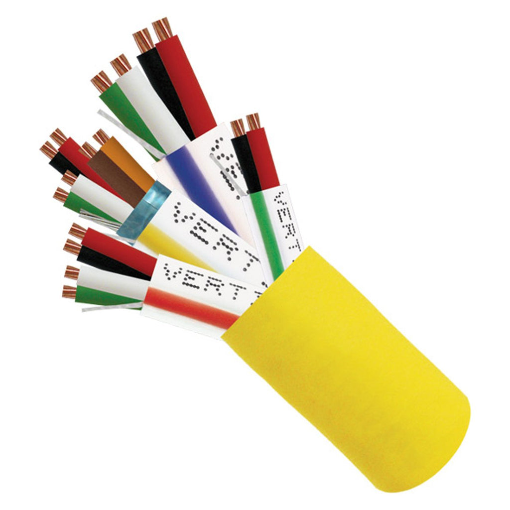 22AWG/3 Pair Shielded + 18AWG/4 Conductor + 22AWG/4 Conductor + 22AWG/2 Conductor Stranded Bare Copper Cable, 500ft Spool, Yellow C57432
