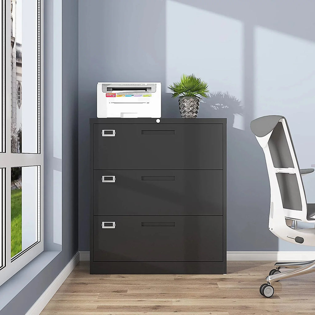 Black 3 Drawer Lateral File Cabinet Z1738