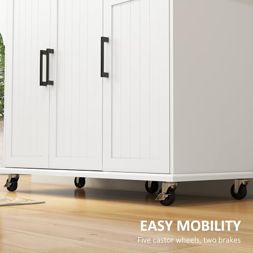 Black Rolling Kitchen Island with Storage T6195